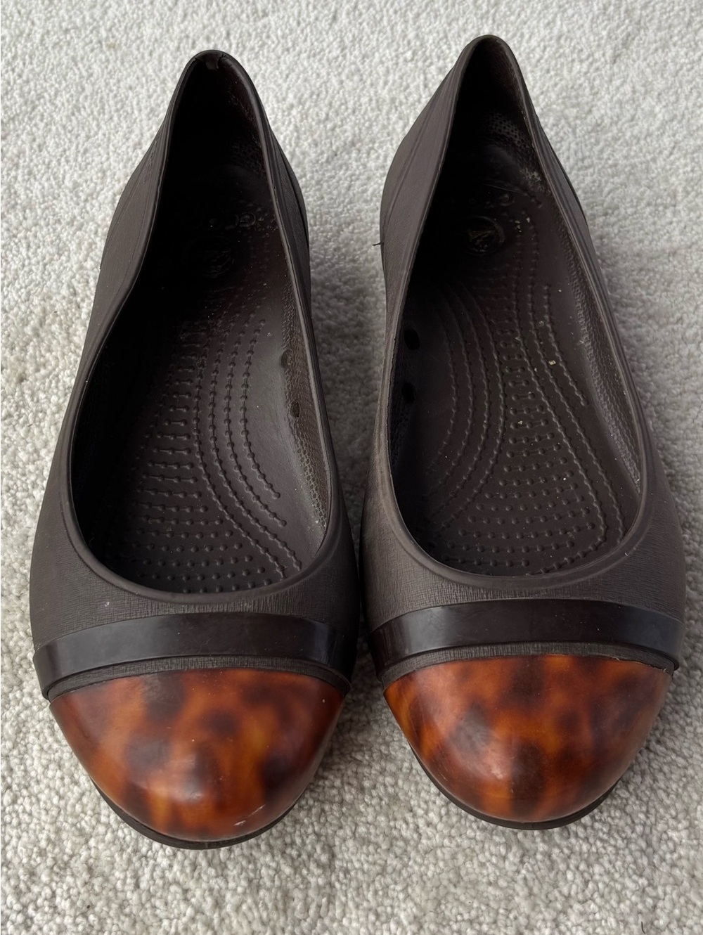 Crocs Brown Tortoiseshell Cap-Toe Flats